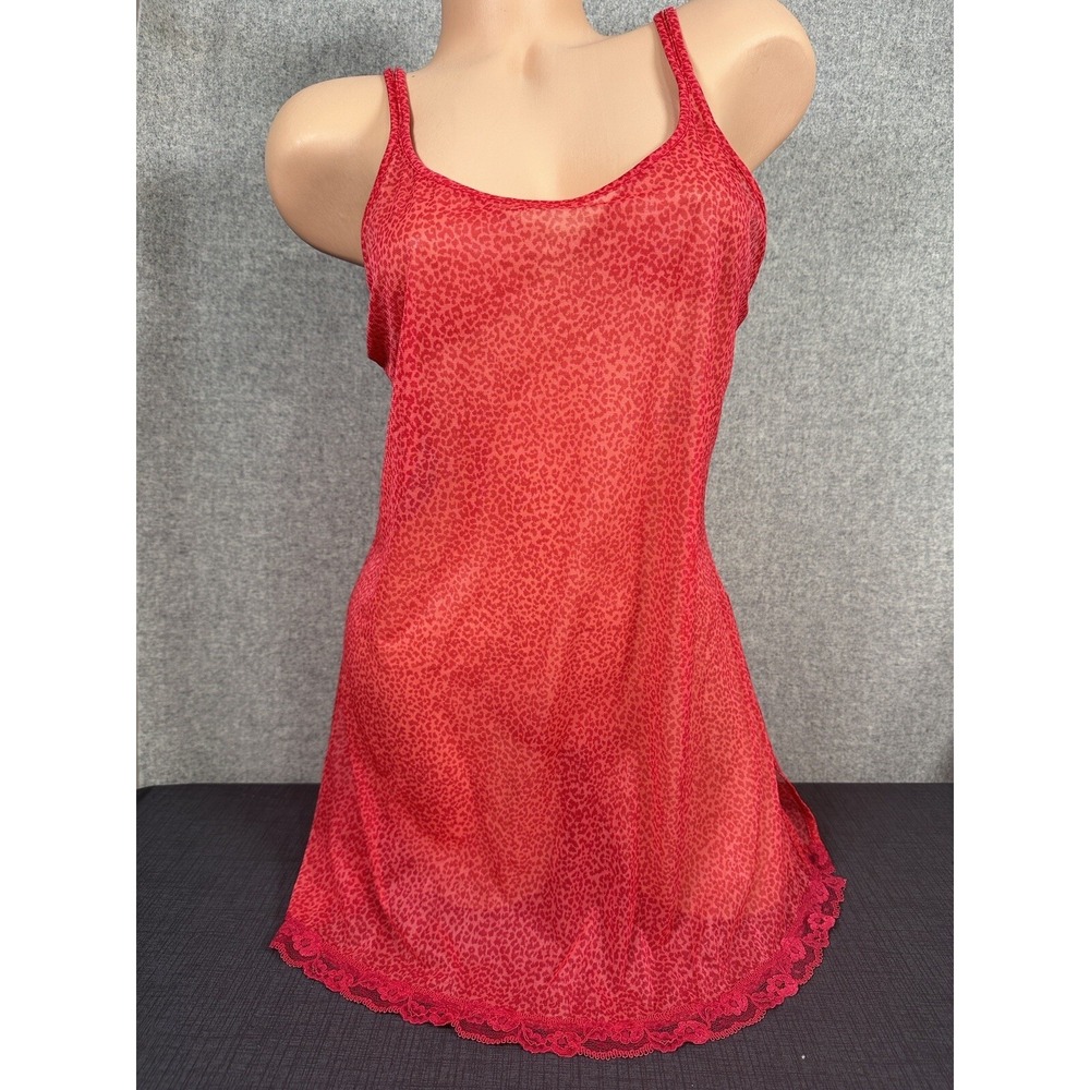 Vintage Victorias Secret Medium Nightgown Animal Print Coquette Semi Sheer Y2K